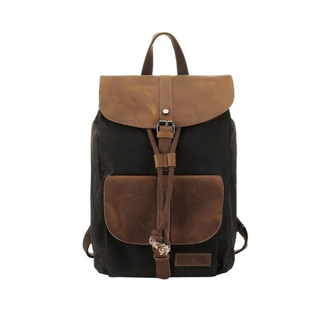 Leather Canvas Portable Waterproof Backpack