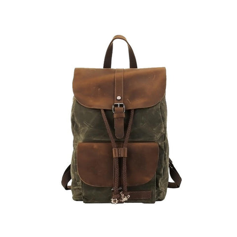 Leather Canvas Portable Waterproof Backpack