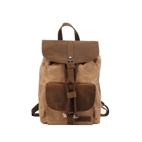 Leather Canvas Portable Waterproof Backpack