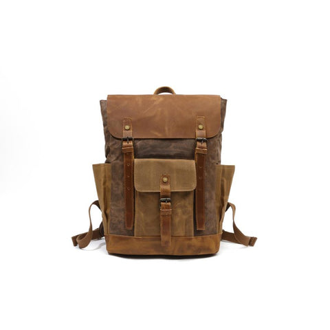 Leather Canvas Portable Waterproof Backpack