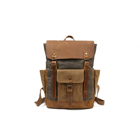 Leather Canvas Portable Waterproof Backpack