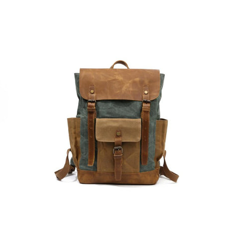 Leather Canvas Portable Waterproof Backpack