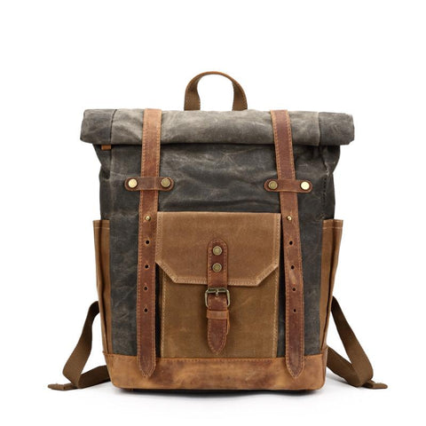 Leather Canvas Portable Waterproof Backpack