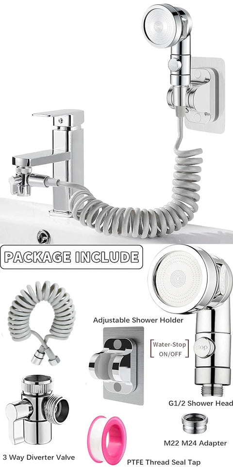 Handheld faucet water diverting shower
