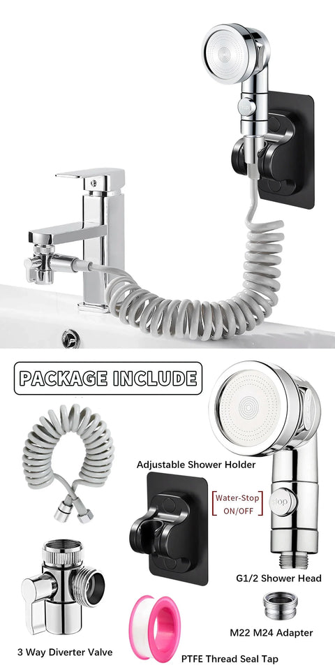 Handheld faucet water diverting shower