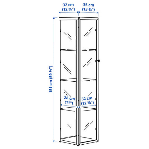 BLALIDEN Glass-door cabinet, White, 35x32x151cm