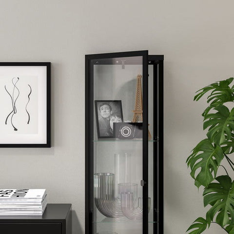 BLALIDEN Glass-door cabinet, Black, 35x32x151cm