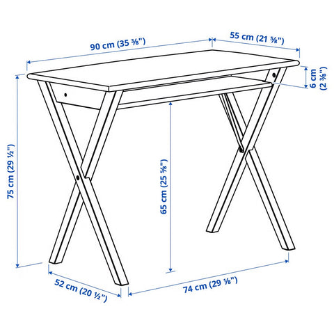 BOLLPOJKE Desk, Pine/white, 90x55cm