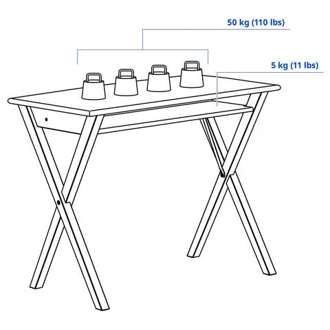 BOLLPOJKE Desk, Pine/white, 90x55cm