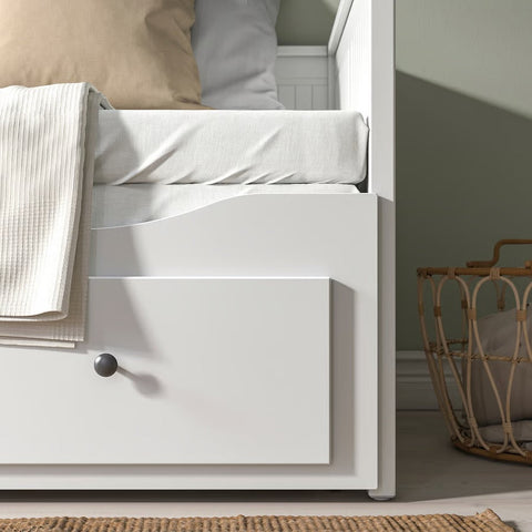HEMNES Day-bed with 3 drawers/2 mattresses, white/AFJALL medium firm, 80x200cm