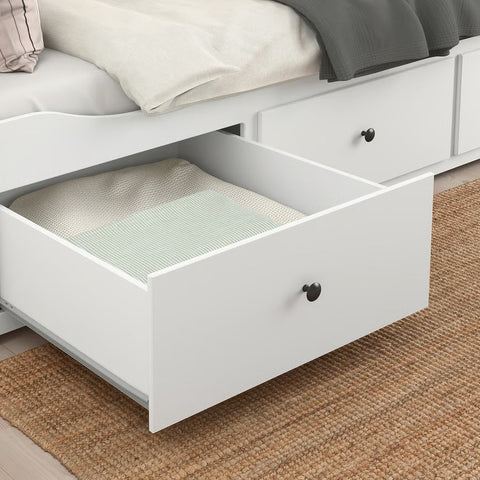 HEMNES Day-bed with 3 drawers/2 mattresses, white/AFJALL medium firm, 80x200cm