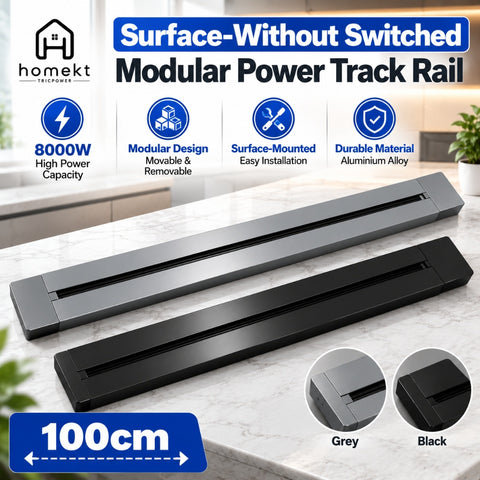 Modular Surface-Mounted Power Track Socket Rail