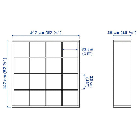 KALLAX 4x4, 147x147cm, White stained oak effect