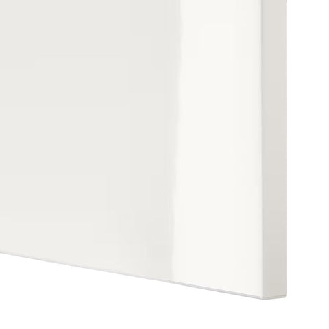 BESTA TV bench with doors, White/Selsviken high-gloss/white, 180x42x38cm