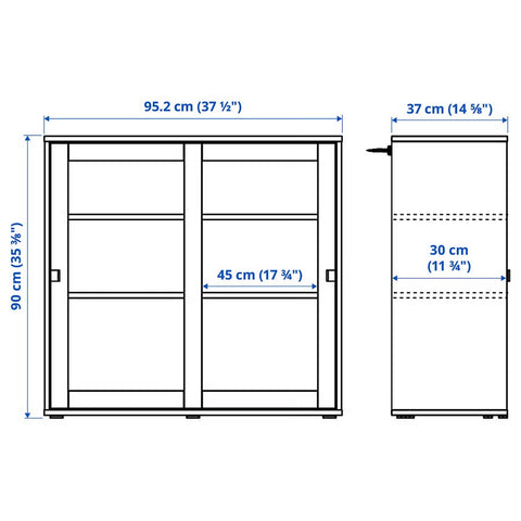 VIHALS Cabinet with sliding glass doors, Dark grey, 95x37x90cm