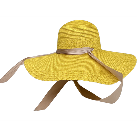 Ladies Packable Straw Floppy Sun Hat