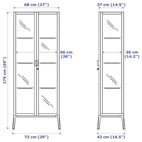 Glass-Door Display Cabinet (White, 73 × 175 cm)