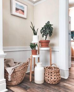 SATSUMAS Plant stand, Bamboo/white, 78cm