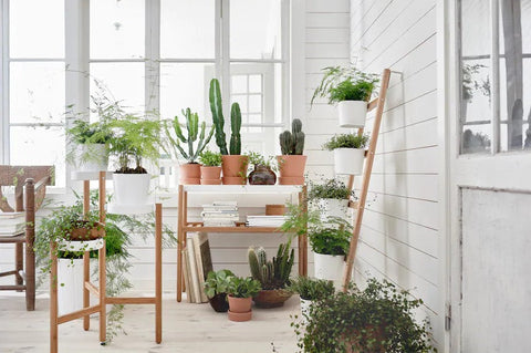 SATSUMAS Plant stand, Bamboo/white, 78cm