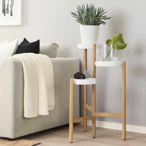 SATSUMAS Plant stand, Bamboo/white, 78cm