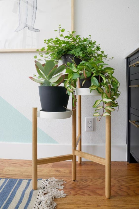 SATSUMAS Plant stand, Bamboo/white, 78cm
