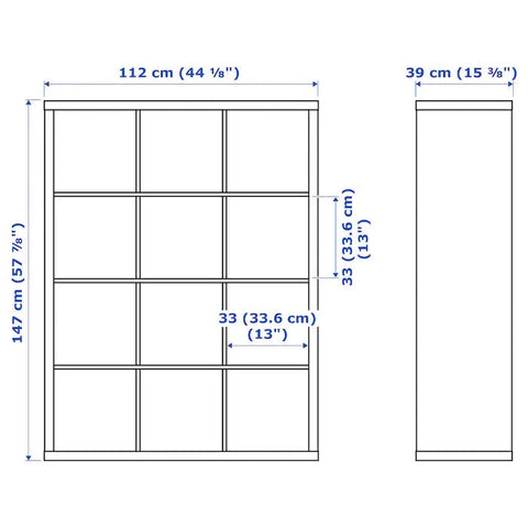 KALLAX 3x4, 112x147cm, White stained oak effect