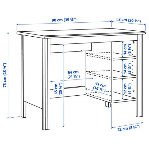 BRUSALI Desk, white, 90x52cm