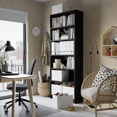BILLY Bookcase, Black oak effect, 80x28x202cm