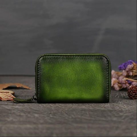 Compact Green Leather Wallet