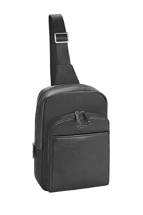 David Jones Leather trimmed single strap backpack DJ808J