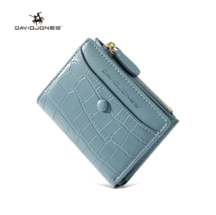 David Jones Light Blue Crocodile Leather Pattern Wallet DJ898J