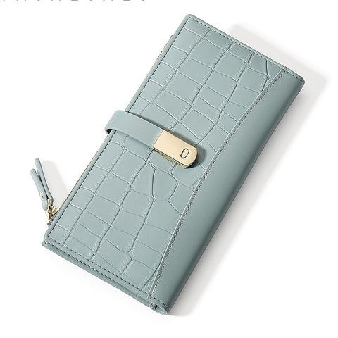 David Jones Large Capacity Light Blue Crocodile Leather Pattern Wallet DJ906J