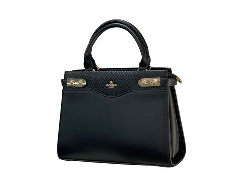 BAGCO Luxe Executive Black Structured Handbag