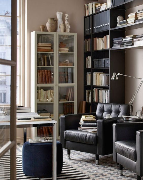 BILLY / OXBERG Bookcase with full length glass doors, White, 80x30x202cm