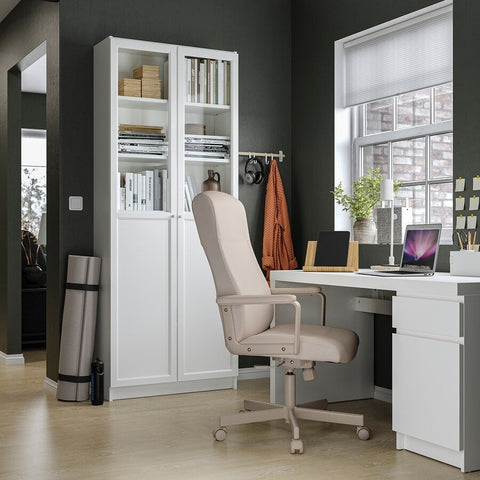 BILLY / OXBERG Bookcase with panel/glass doors, White, 80x30x202cm