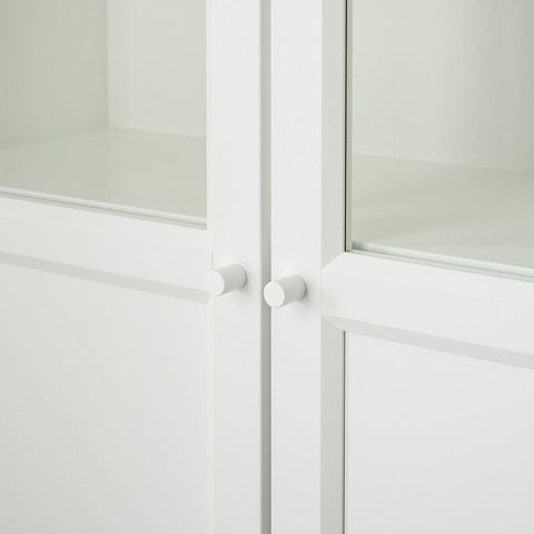 BILLY / OXBERG Bookcase with panel/glass doors, White, 80x30x202cm