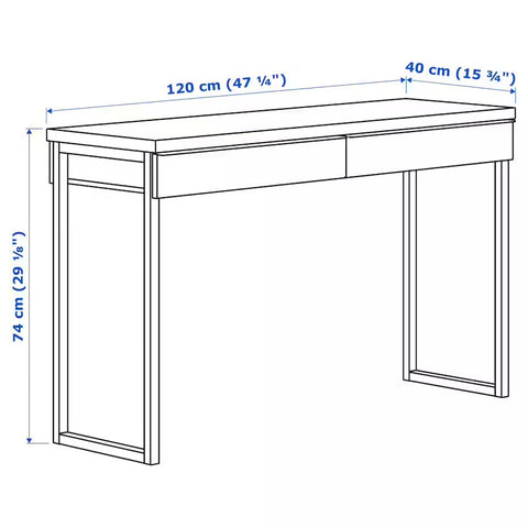 BESTA BURS Desk, 120x40cm, High-gloss white
