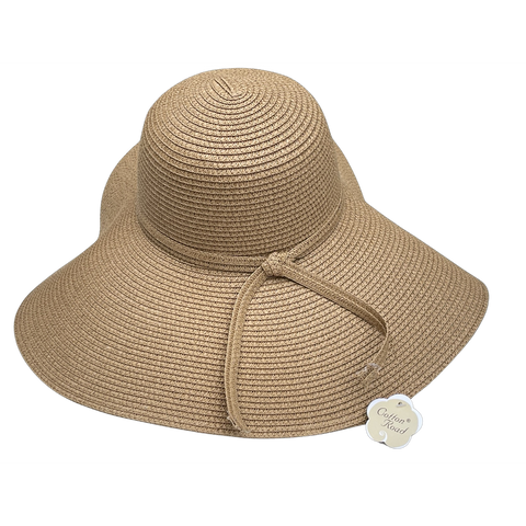 Ladies Packable Straw Floppy Sun Hat