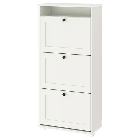 BRUSALI Shoe cabinet with 3 compartments, White, 61x30x130cm