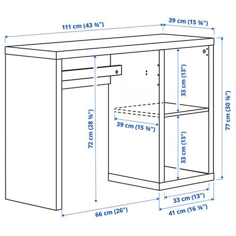 KALLAX Desk, White stained oak effect, 111x39cm