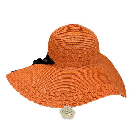 Ladies Packable Straw Floppy Sun Hat