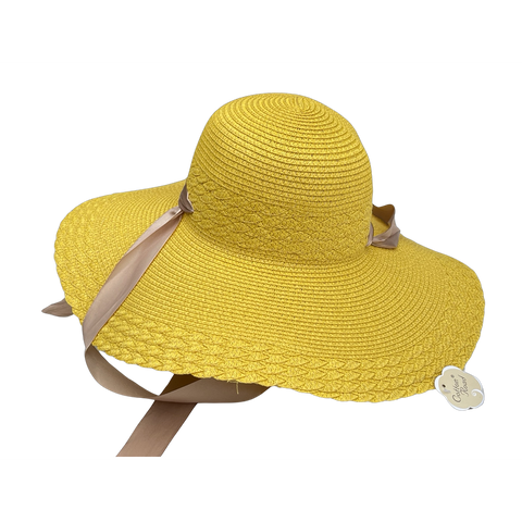 Ladies Packable Straw Floppy Sun Hat