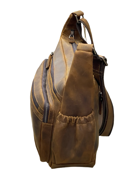 Premium Italian Leather Multi‑Zip Crossbody Bag
