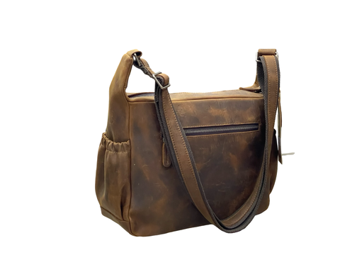 Premium Italian Leather Multi‑Zip Crossbody Bag
