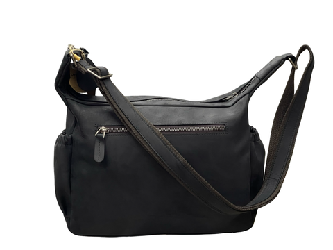 Premium Italian Leather Multi‑Zip Crossbody Bag
