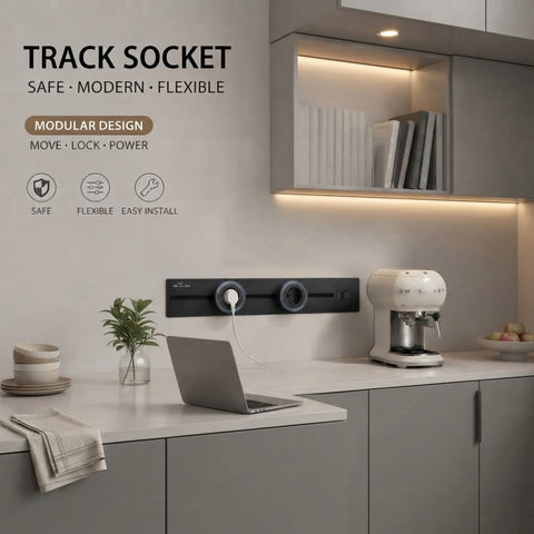 Black Pop-Up Desk Socket with Schuko Plug