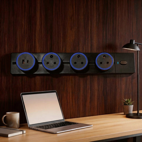 Rotating Track Power Strip with Sliding Sockets
