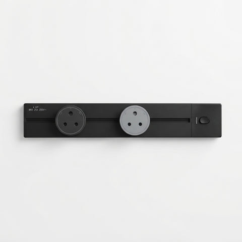 Modern Black 3-Pin Round Rotary Switch AC Wall Socket