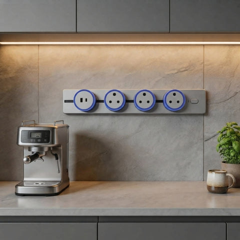 Rotating Track Power Strip with Sliding Sockets