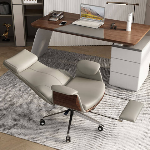 Italian Modern Minimalist Executive Swivel Chair (Beige)